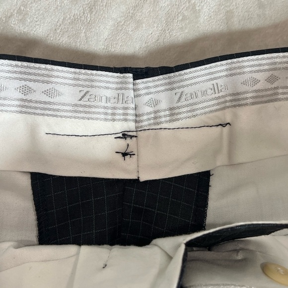 Zanella Made in Italy 33W 31L Navy Windowpane 100% Wool Designer Dress Pants C23 - Picture 5 of 11